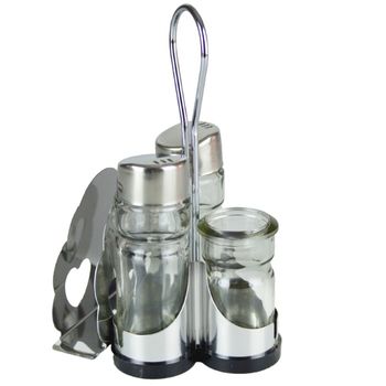 Set condimente 4 piese sare,piper,servetel,sconitoare