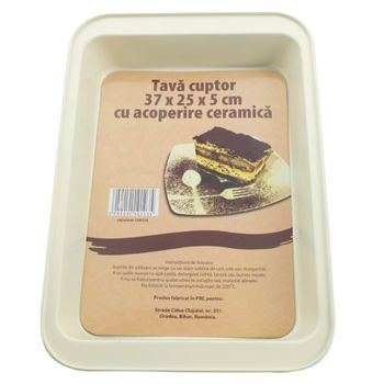 TAVA CUPTOR 37X25X5 CM CU ACOPERIRE CERAMICA