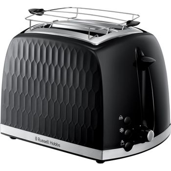 Prajitor de paine Russell Hobbs Honeycomb 26061-56, 850W, 2 felii, Fante late, Ridicare inalta, Negru/Inox