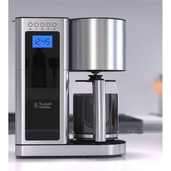 Cafetiera Russell Hobbs Elegance 23370-56, 1600 W, 1.25 L, Display LCD, Timer, Inox/Negru