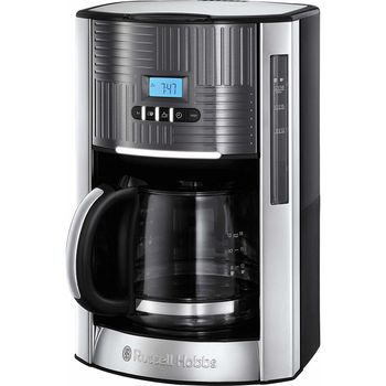 Cafetiera Russell Hobbs Geo Steel 25270-56, 1000 W, 1,5 L, Timer LCD, Selector aroma, Gri/Inox