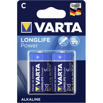 Baterii alcaline R14, C, Varta Long Life, 1,5V blister 2 baterii