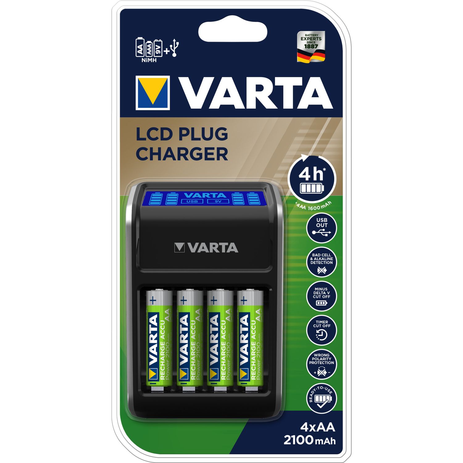 Incarcator Varta LCD USB Plug 57677 + 4 acumulatori AA 2100 mAh fotografia produsului