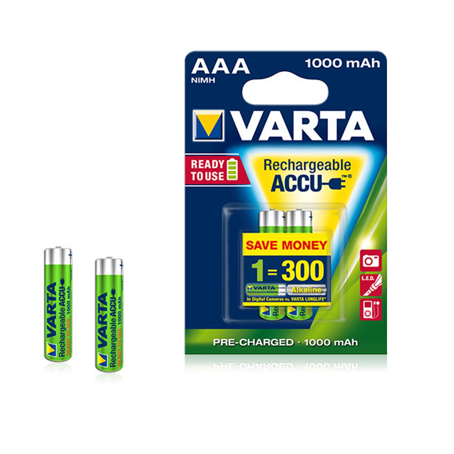 Acumulatori Varta R3 AAA, 1000mAh, Preincarcati, 2 bucati fotografia produsului