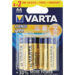 Baterii Varta Longlife Extra, LR06 AA, 4 plus 2 fotografia produsului