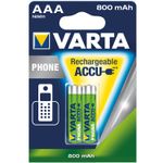 Acumulatori Varta pentru telefoane cordless, AAA, 800 mAh, 2 buc fotografia produsului