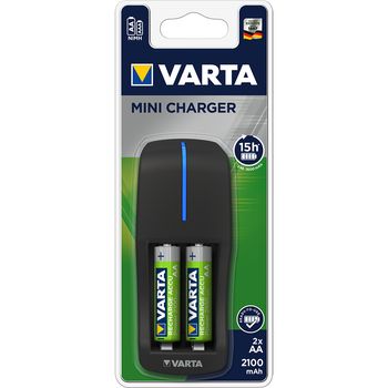 Incarcator Varta Mini Charger 57646, cu 2 acumulatori, AA, 2100 mAh