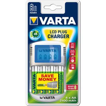 Incarcator Varta LCD 57670 + 4 acumulatori AA 2100 mAh, Silver