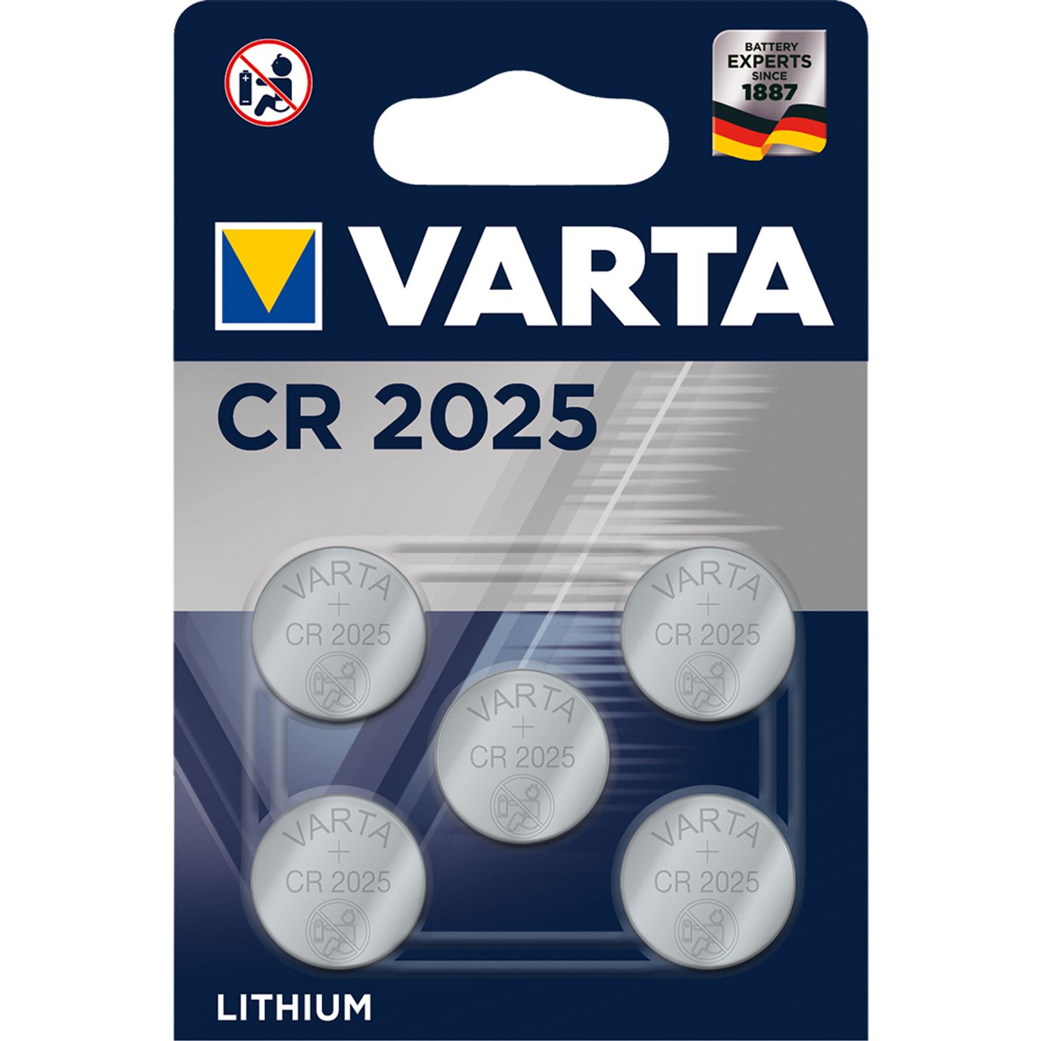Baterii Varta tip buton CR 2025, 170 mAh, 5 buc fotografia produsului