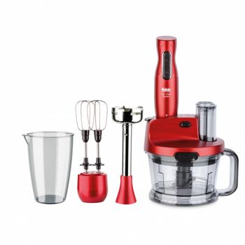 Mixer vertical Fakir Mr. Chef Quadro, 1000 W, Tocator 1,5l, Teluri inox, Tija cu 4 lame inox, Vas 900 ml, Rosu