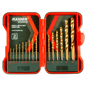 Set burghie pentru metal hss tin Ø1.5-10mm 15 bucati, raider 157789