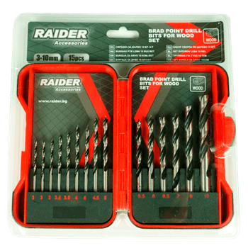 Set burghie pentru lemn 3-10mm 15 piese, raider 157791