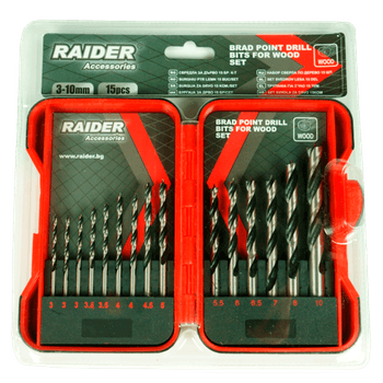 Set Burghie Pentru Lemn Ø3-10mm 15 Piese, Raider 157791 Set Burghie Pentru Lemn 3-10mm 15 Piese, Raider 157791