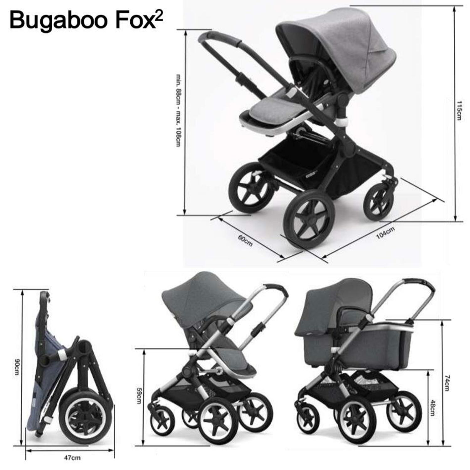 Bugaboo - Carucior Fox 2 Mineral Black/Taupe 2 in 1 fotografia produsului View 4 L