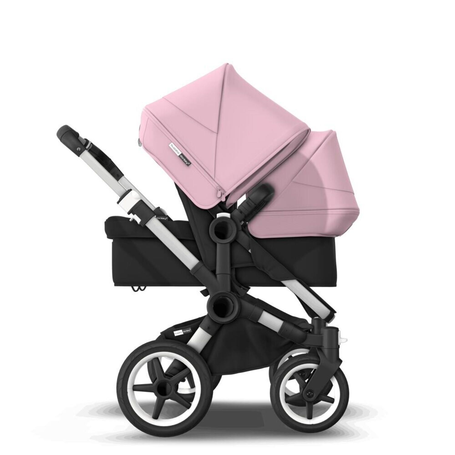 Bugaboo - Carucior Donkey 3 Duo Aluminium/Black/Soft Pink fotografia produsului View 4 L