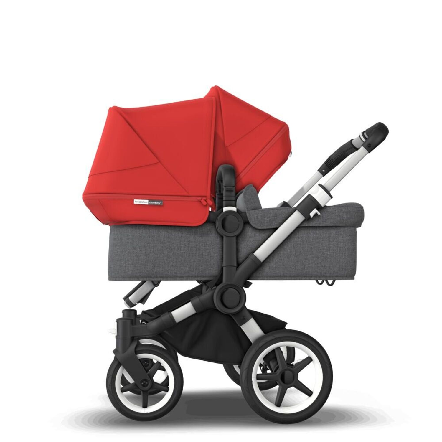 Bugaboo - Carucior Donkey 3 Duo Aluminium/Grey Melange/Red fotografia produsului View 4 L