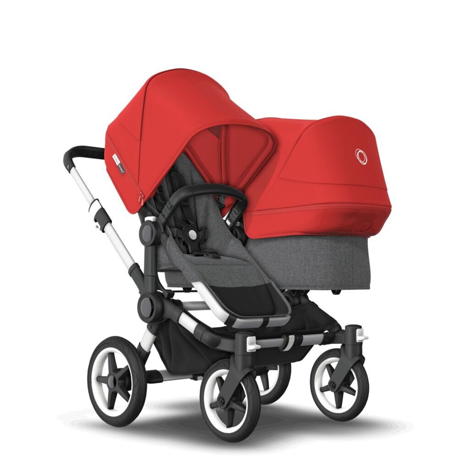 Bugaboo - Carucior Donkey 3 Duo Aluminium/Grey Melange/Red fotografia produsului