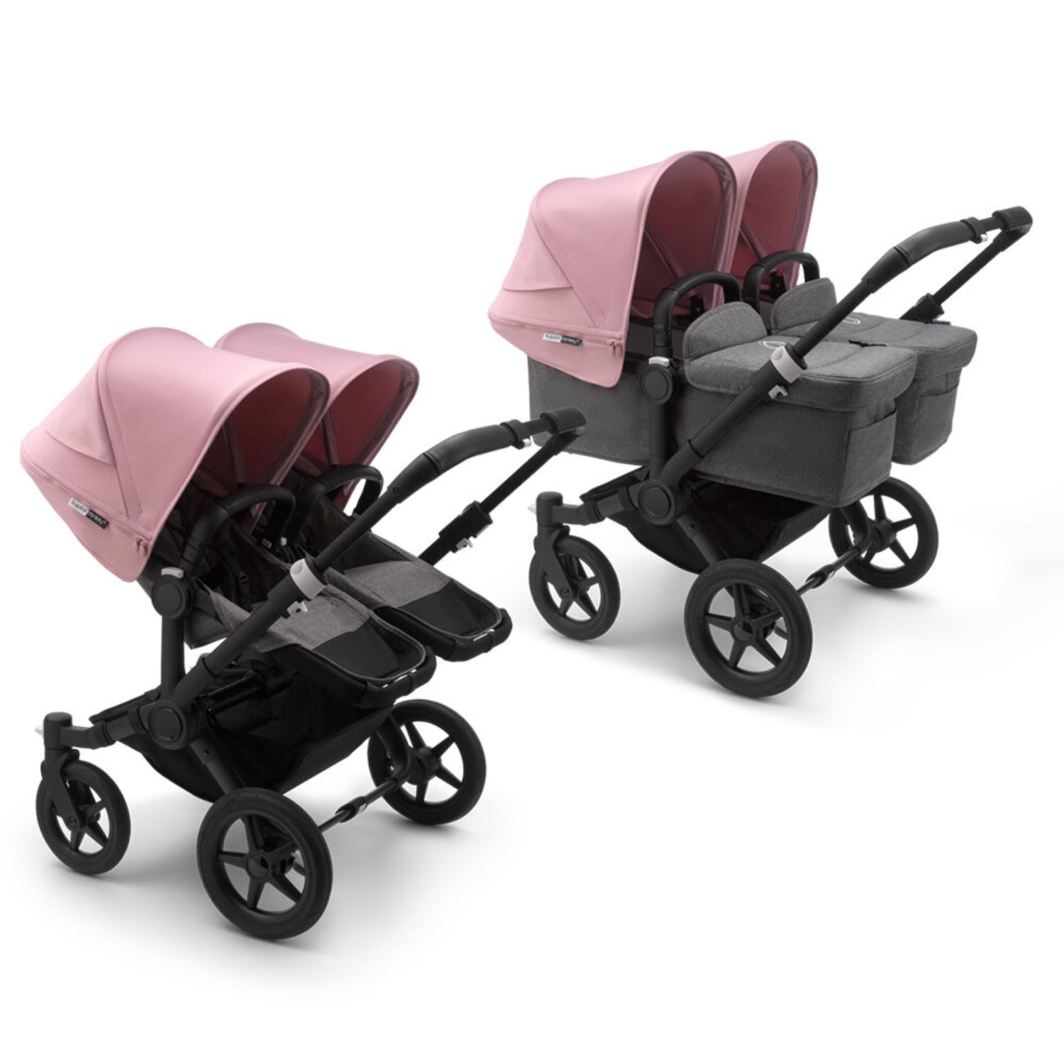 Bugaboo - Carucior Donkey 3 Twin Black/Grey Melange/Soft Pink fotografia produsului