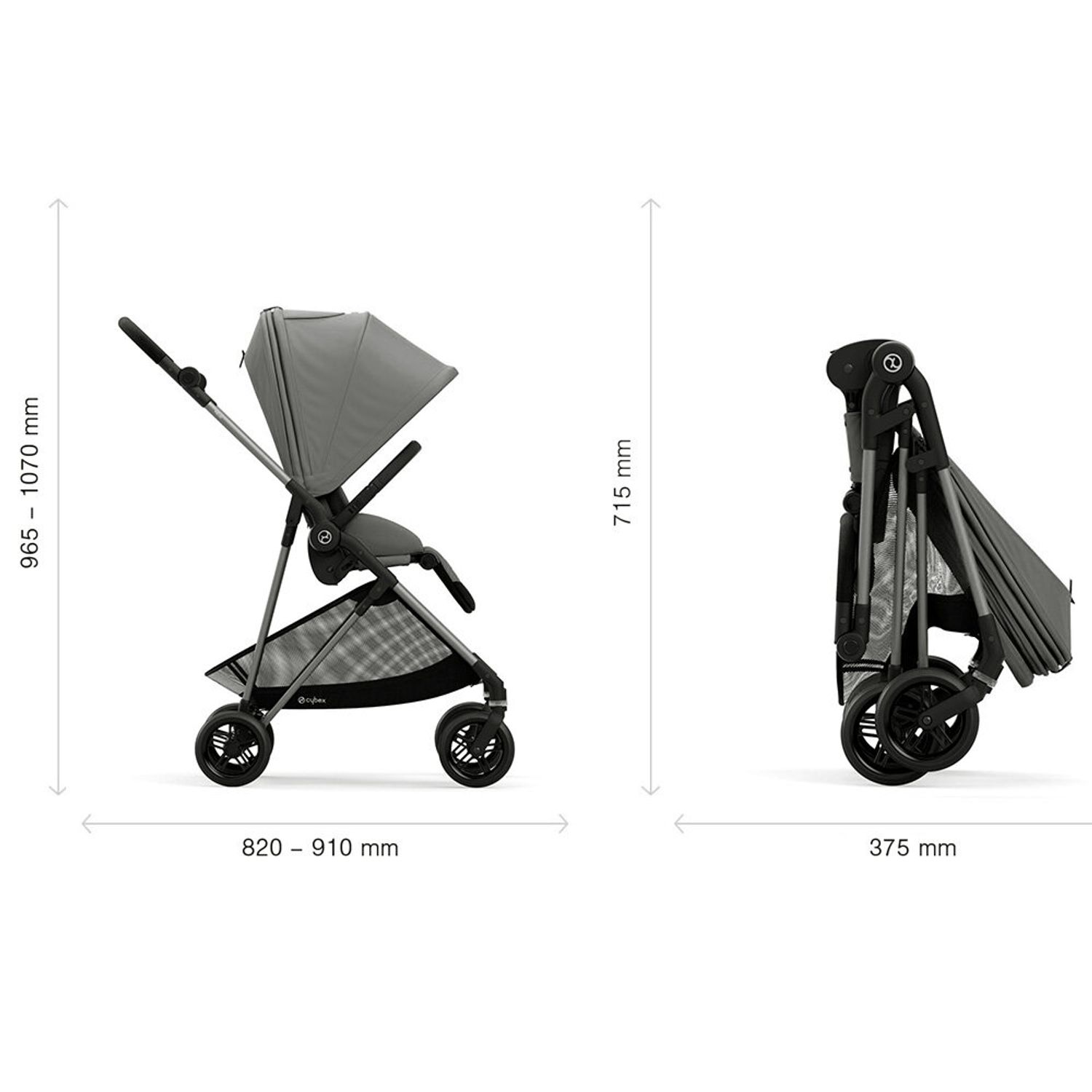 Cybex - Carucior Melio 3 in 1 Soho Grey fotografia produsului View 4 L