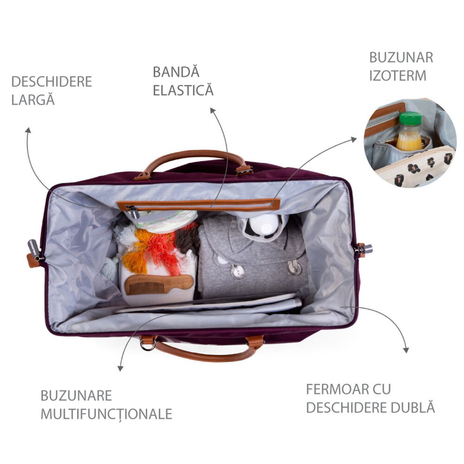 Childhome - Geanta de infasat Mommy Bag Visiniu fotografia produsului View 4 L