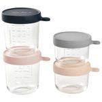 Beaba - Set 4 recipiente sticla 150/250 Pink fotografia produsului