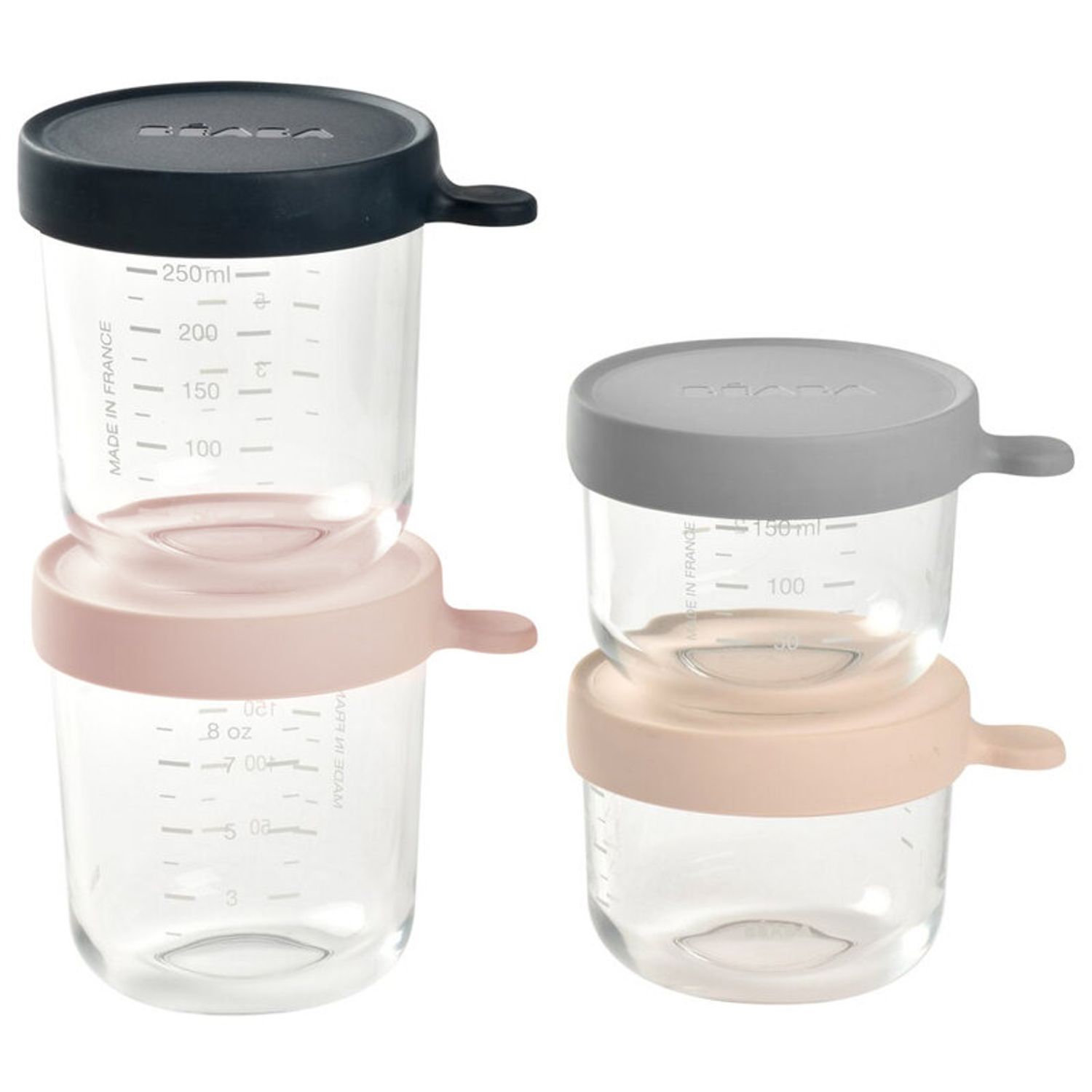 Beaba - Set 4 recipiente sticla 150/250 Pink fotografia produsului
