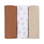 Beaba - Set 3 Museline bumbac organic 70x70 cm Herisson Marron fotografia produsului