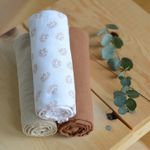 Beaba - Set 3 Museline bumbac organic 70x70 cm Herisson Marron fotografia produsului View 4 S