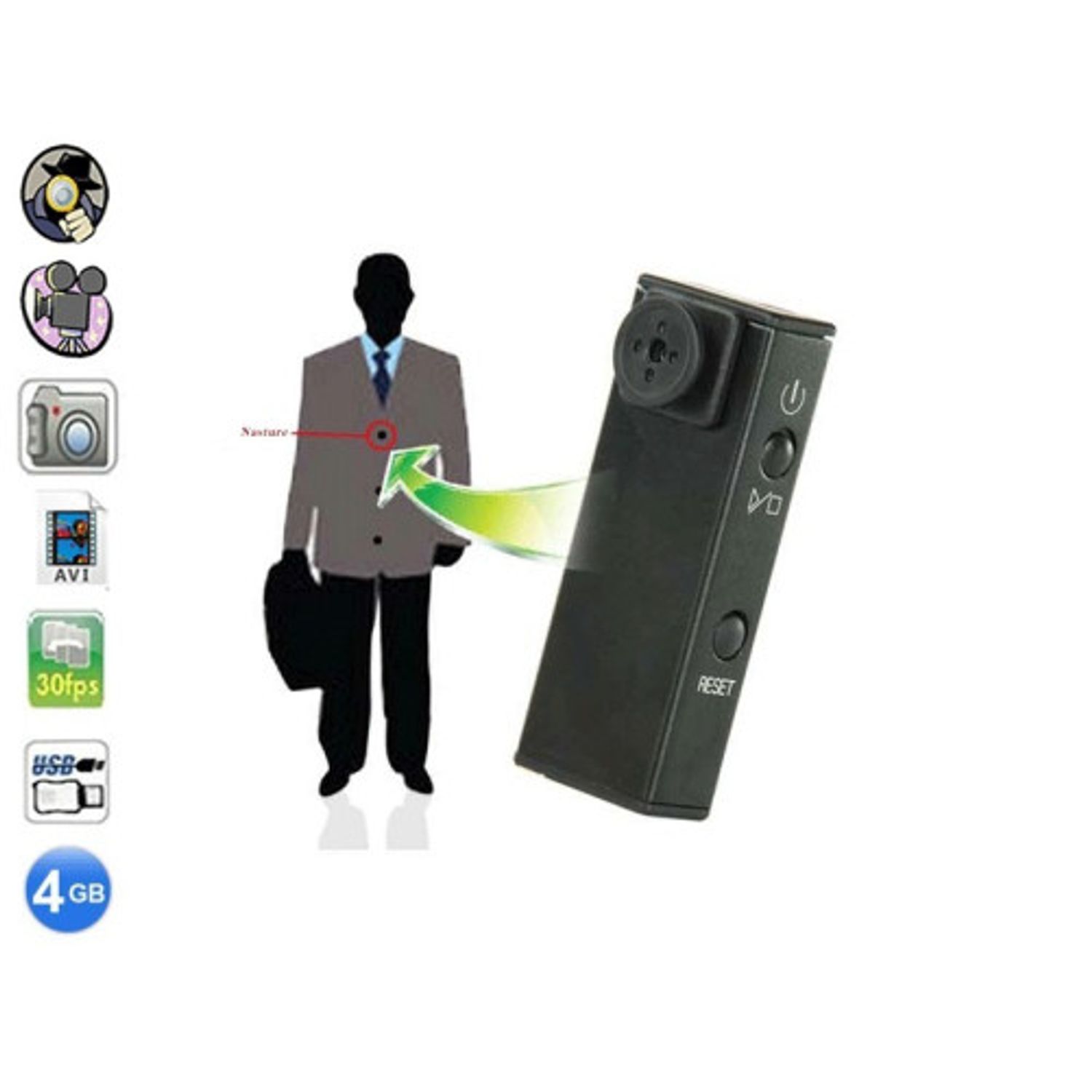 Nasture cu Camera Spion iUni 4GB fotografia produsului View 3 L