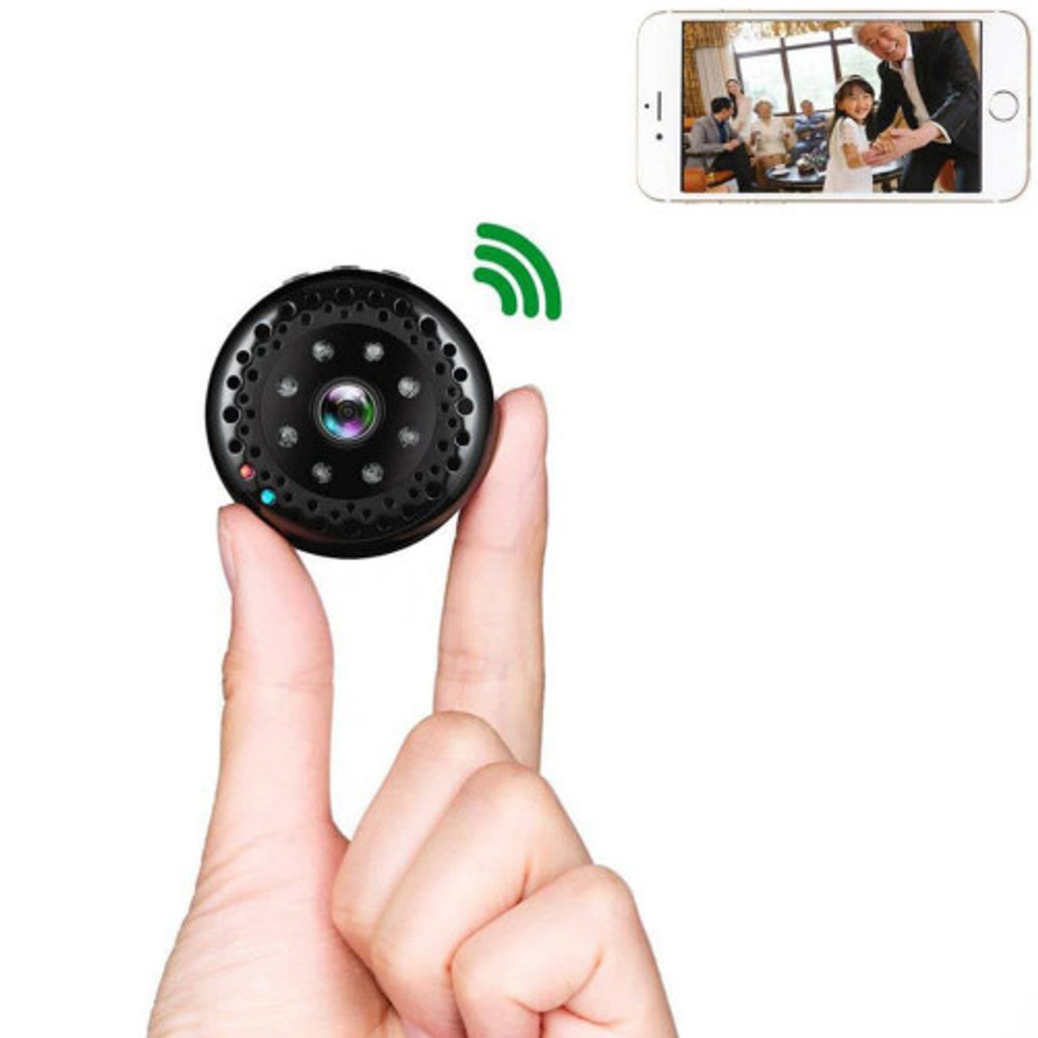 Mini Camera Spion iUni IP41, Wireless, Full HD 1080p, Audio-Video, Night Vision fotografia produsului View 3 L