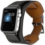 Curea iUni compatibila cu Apple Watch 1/2/3/4/5/6, 40mm, Cuff, Piele, Negru fotografia produsului