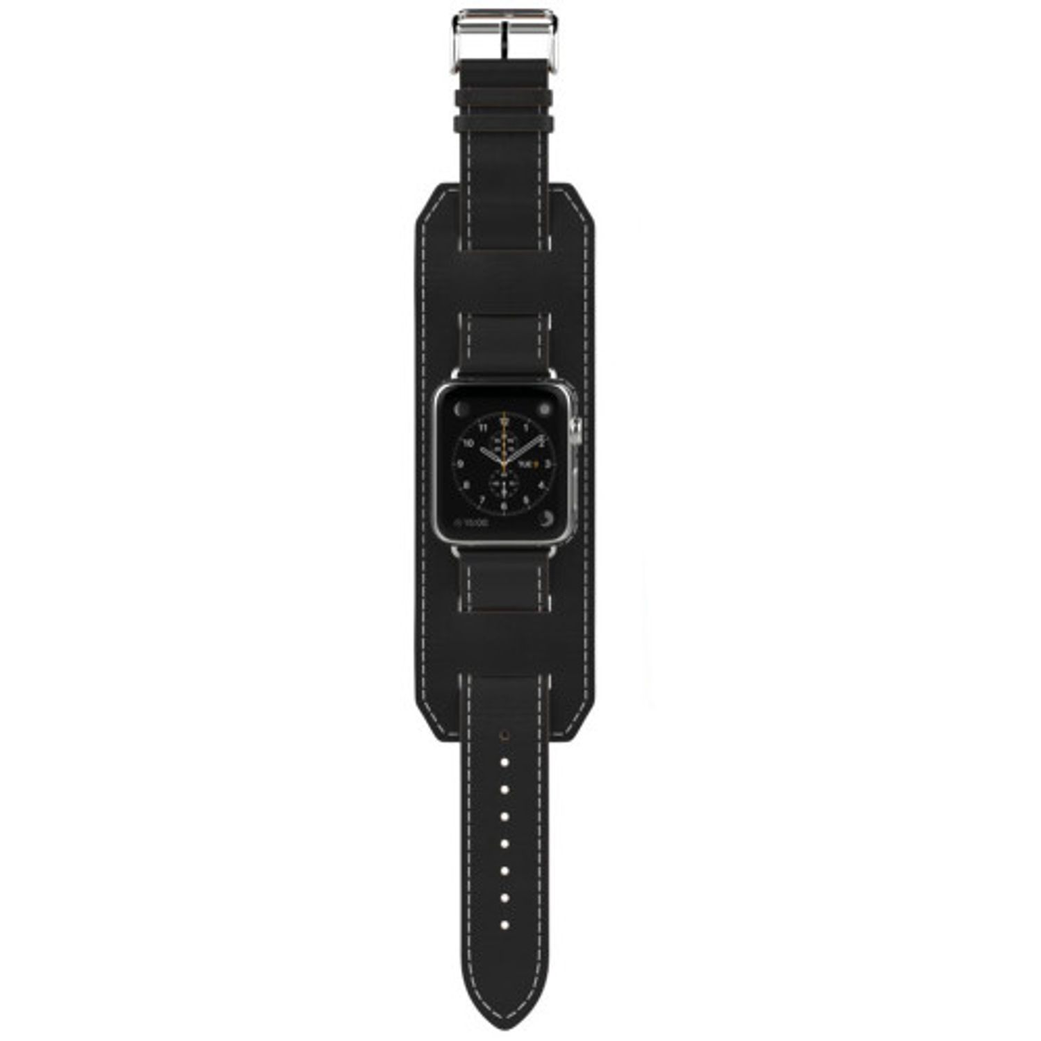 Curea iUni compatibila cu Apple Watch 1/2/3/4/5/6, 40mm, Cuff, Piele, Negru fotografia produsului View 3 L