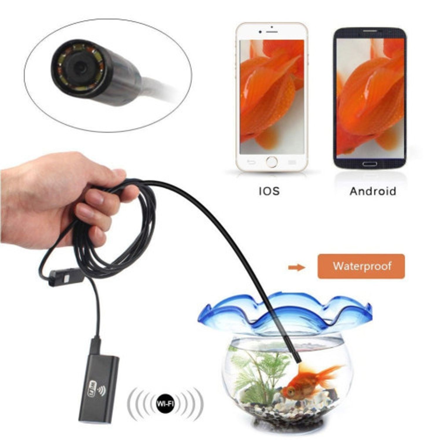 Camera Endoscop Inspectie Auto iUni M3, lungime 2 metri, Wireless cu conectare la telefon IOS, Android fotografia produsului View 2 L