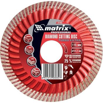 Disc diamantat pentru taiere uscata turbo extra, 115 x 22,2 mm, mtx professional