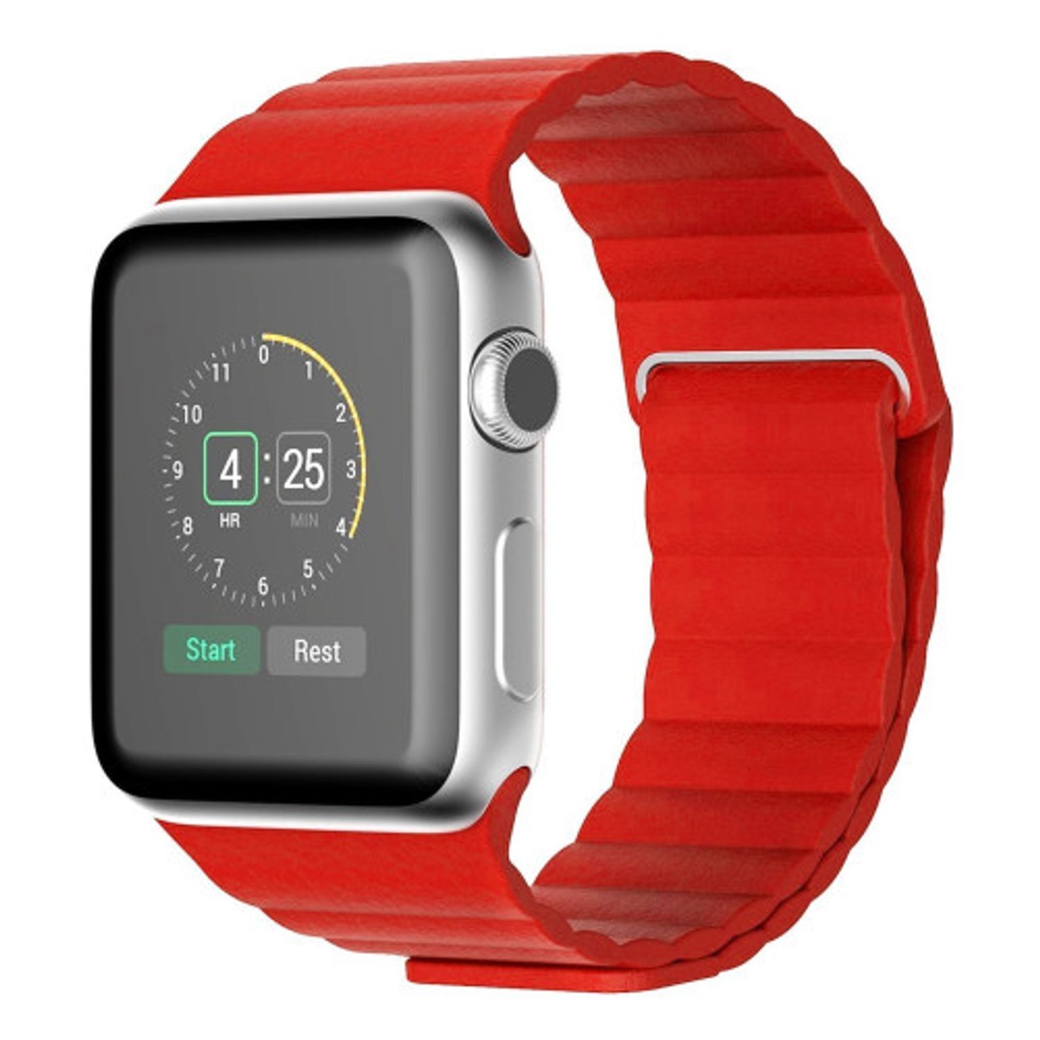 Curea iUni compatibila cu Apple Watch 1/2/3/4/5/6, 38mm, Leather Loop, Piele, Red fotografia produsului View 4 L