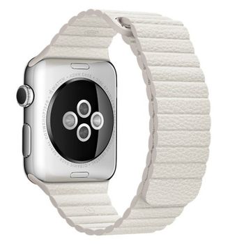 Curea iuni compatibila cu apple watch 1/2/3/4/5/6, 42mm, leather loop, piele, white