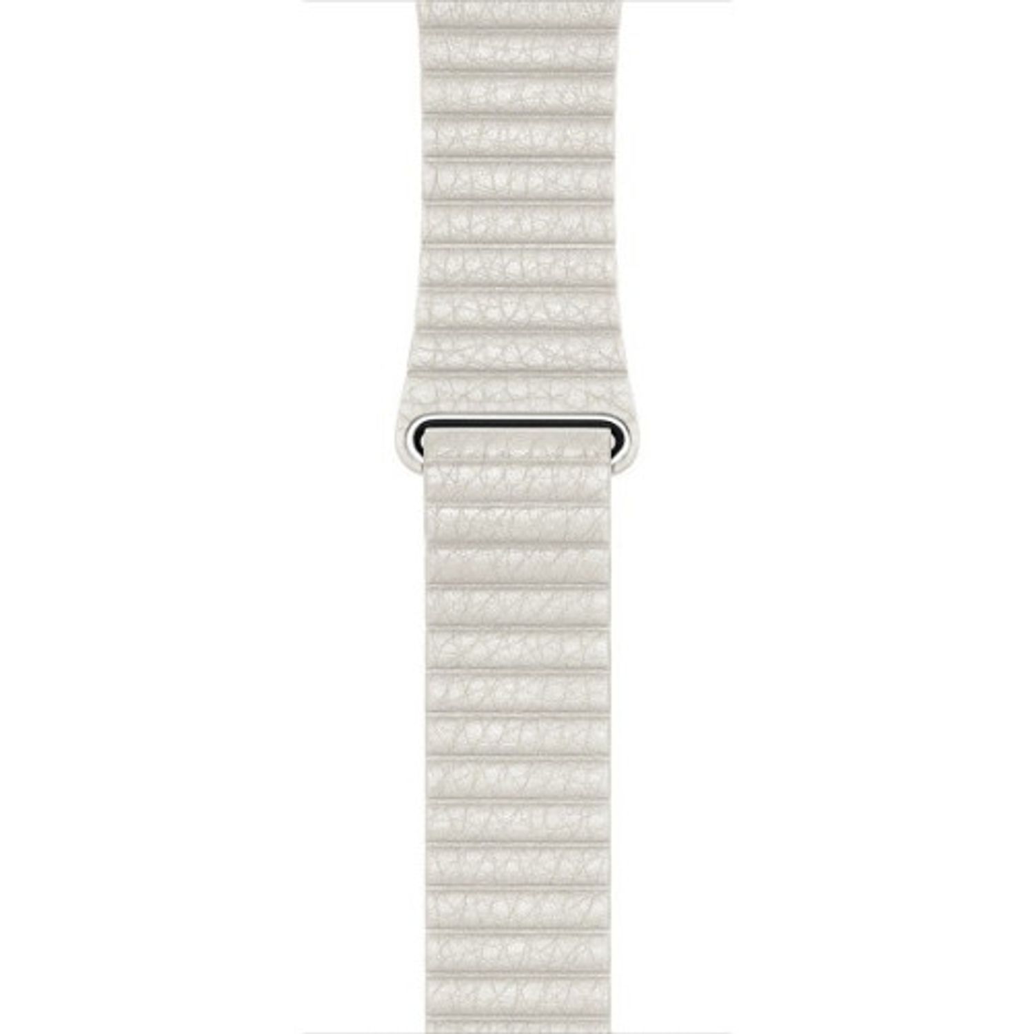 Curea iUni compatibila cu Apple Watch 1/2/3/4/5/6, 42mm, Leather Loop, Piele, White fotografia produsului View 5 L