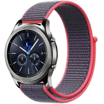 Curea ceas Smartwatch Samsung Gear S3, iUni 22 mm Soft Nylon Sport, Purple-Electric Pink
