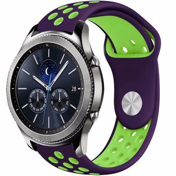 Curea ceas Smartwatch Samsung Gear S3, iUni 22 mm Silicon Sport Purple-Green