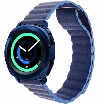 Curea piele smartwatch samsung gear s2, iuni 20 mm blue leather loop
