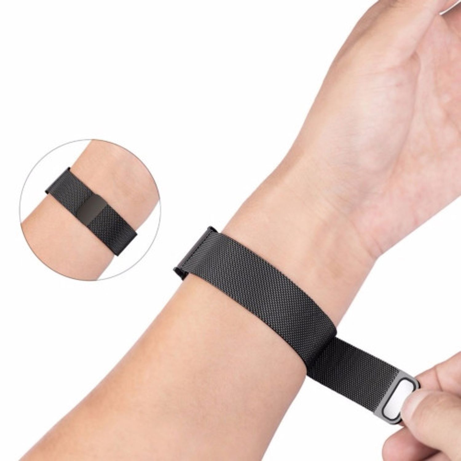 Curea ceas Smartwatch Samsung Gear S2 Black Milanese Loop, iUni 20 mm Otel Inoxidabil fotografia produsului View 4 L