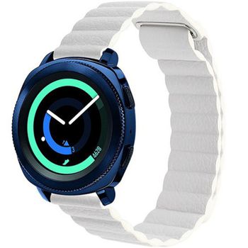 Curea piele smartwatch samsung gear s2, iuni 20 mm white leather loop