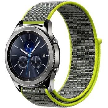 Curea ceas Smartwatch Samsung Gear S3, iUni 22 mm Soft Nylon Sport, Gray-Electric Green