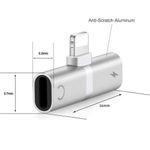 Mini Adaptor Lightning Splitter iUni dual port, pentru casti si incarcare iPhone, Silver fotografia produsului View 3 S