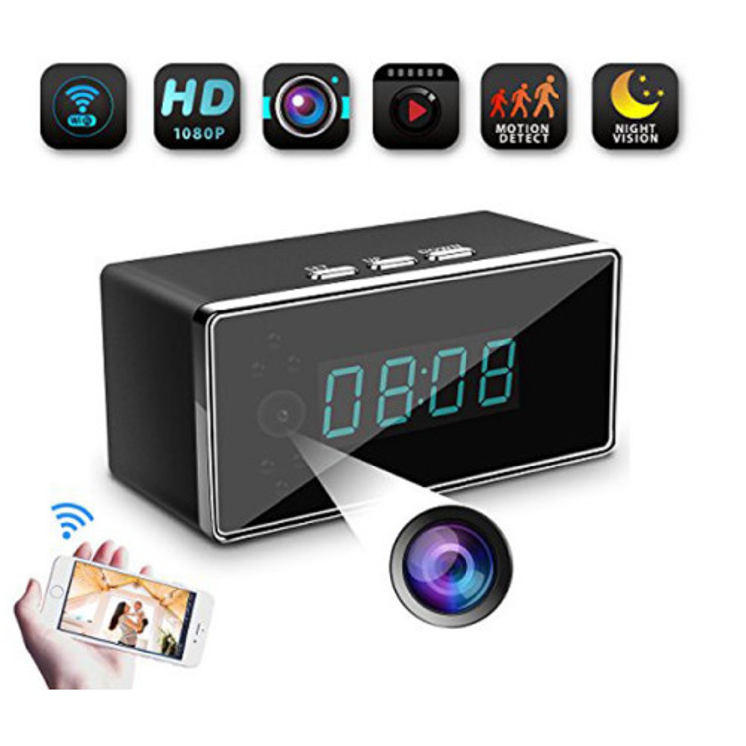 Ceas cu Camera Spion iUni IP66, WiFi, Full HD, Night Vision fotografia produsului View 2 L