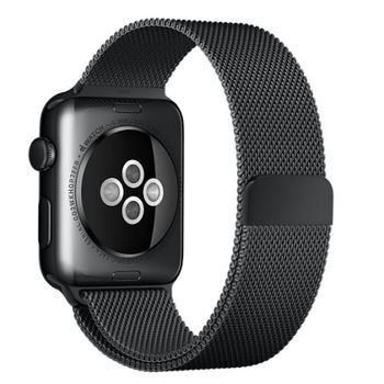 Curea iUni compatibila cu Apple Watch 1/2/3/4/5/6, 40mm, Milanese Loop, Otel Inoxidabil, Black