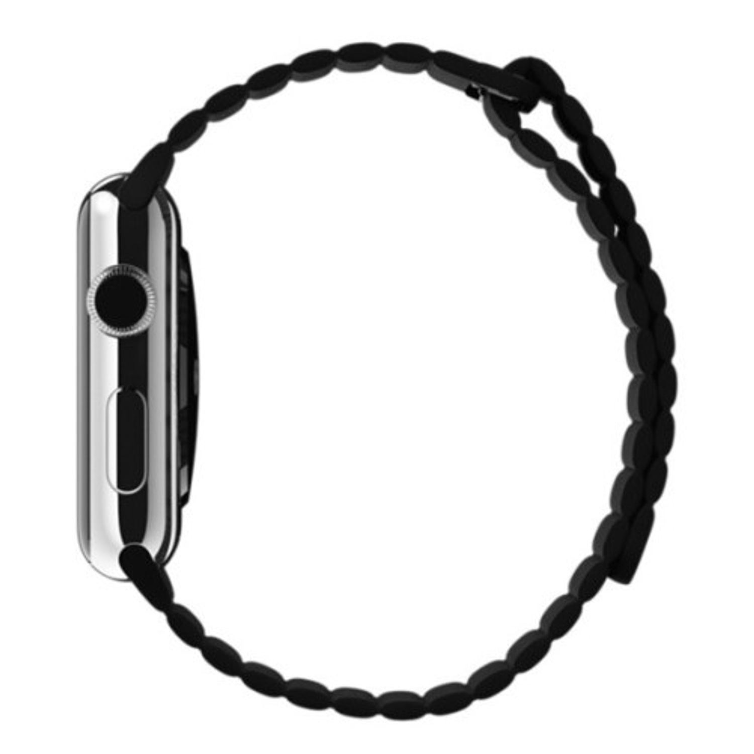 Curea iUni compatibila cu Apple Watch 1/2/3/4/5/6, 40mm, Leather Loop, Piele, Black fotografia produsului View 2 L