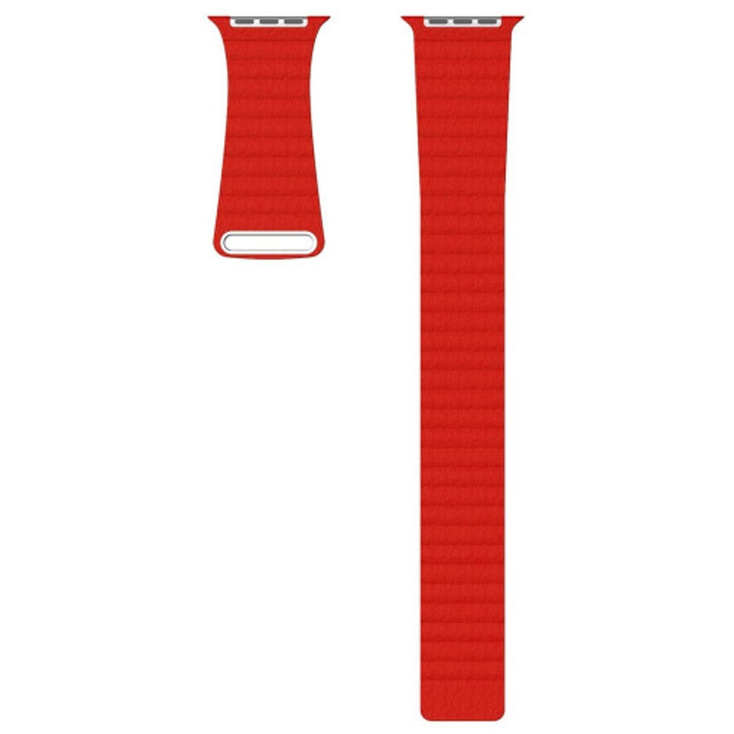 Curea iUni compatibila cu Apple Watch 1/2/3/4/5/6, 40mm, Leather Loop, Piele, Red fotografia produsului View 5 L