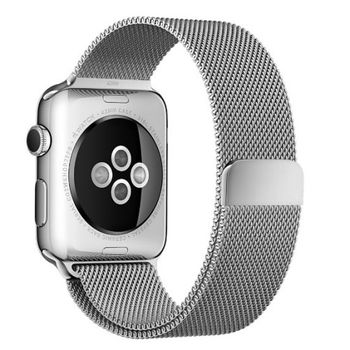 Curea iuni compatibila cu apple watch 1/2/3/4/5/6, 44mm, milanese loop, otel inoxidabil, silver