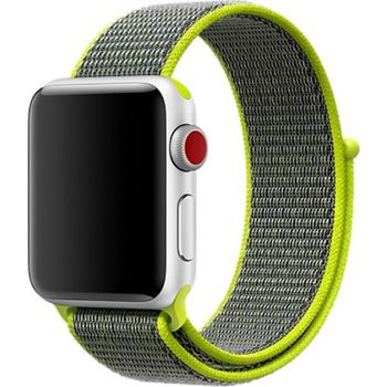 Curea iuni compatibila cu apple watch 1/2/3/4/5/6, 44mm, nylon sport, woven strap, grey/electric green
